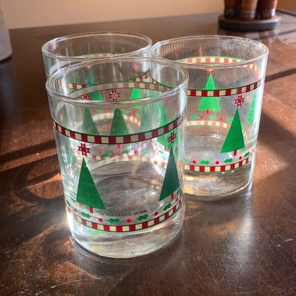 Anchor Hocking Debbie Mumm 1998 Santas Old Fashioned Glass Set of 3 - Picture 1 of 4